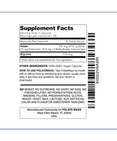 FolateMaxx L-Methylfolate 15mg 90 Capsules - Non-GMO Active Folate 5-MTHF - 90 Count Pack - High Strength Methyl Folate Supplement - Buy Online on GoSupps.com