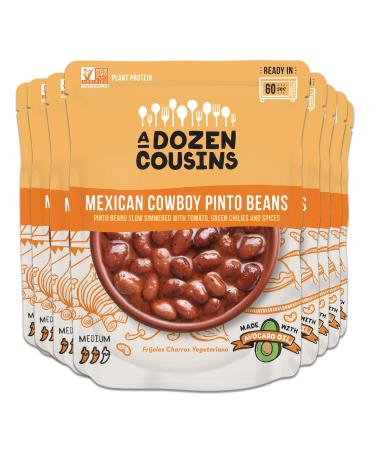 A Dozen Cousins Seasoned Pinto Beans, Vegan and Non-GMO Meals Ready to Eat Made with Avocado Oil (Mexican Pinto Beans, 8-Pack) Mexican Pinto Beans 8 Pack