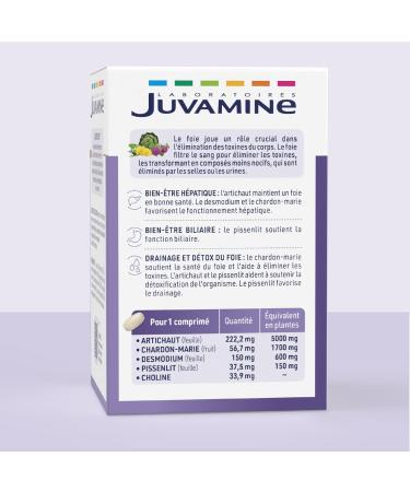 JUVAMINE - Expert Liver Detox 3-in-1 - Artichoke - Charcoal Marie - Desmodium - Dandelion - Detox and Liver Drainage - 60 Days - Made in France - Buy Online on GoSupps.com