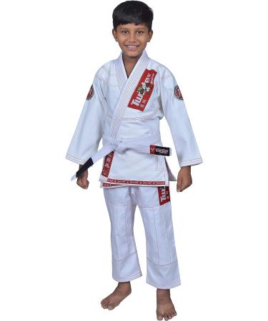 Twister Kids Jiu Jitsu Gi | Ultra Light Fabric Youth BJJ Gi with Free White Belt | C3 White/Red - Buy Online on GoSupps.com