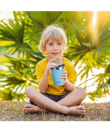 Tiblue Kids Stainless Steel Water Bottle - 2 Pack 8oz Blue+Green - Spill Proof Insulated Tumbler with Leak Proof Lid, Silicone Straw, BPA Free Smoothie Cup - Buy Online on GoSupps.com