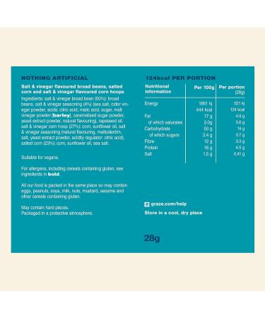 Graze - Salt & Vinegar Snacks - Healthy Snacks Alternative for Crisps Mixed Nuts & Pretzels - Ideal if you Love Corn Broad beans and Corn hoops mixed Savoury Vegan Snacks (18x28g pack) - Buy Online on GoSupps.com