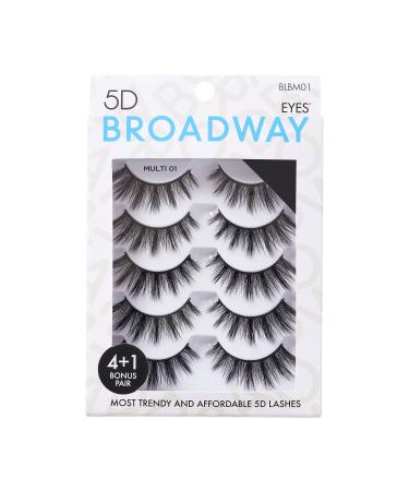 Broadway Lashes Strip False Eyelashes Multipack Fake Eyelashes Natural to Dramatic Look Lash Set 5 Pairs (01)