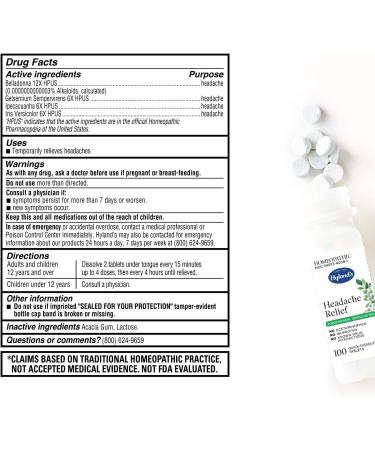 Hyland's Headache & Tension Relief - Natural Pain Medicine (100 Tablets) - Buy Online on GoSupps.com
