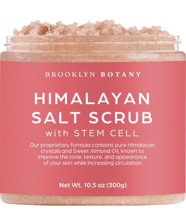 Brooklyn Botany Himalayan Salt & Stem Cell Body Scrub - Moisturizing and Exfoliating Body, Face, Hand, Foot Scrub - Fights Stretch Marks, Fine Lines, Wrinkles - Great Gifts for Women & Men - 10.5 oz Stem Cell 10 Ounce (Pac