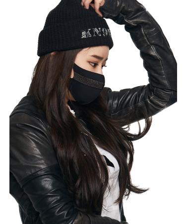 LOOKA | Protective Fashion Crystal Mask | Washable and Reusable | Comfortable | AG Astro Black (Medium)