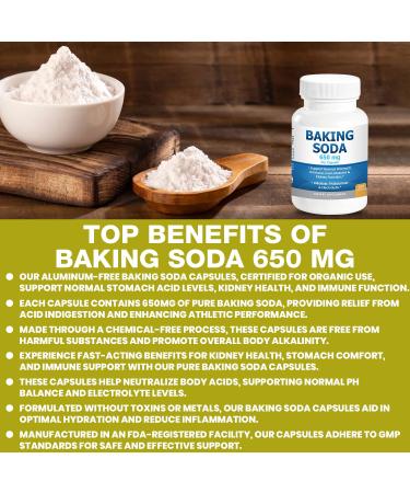 Baking Soda Capsules 650mg Pure Baking Soda Aluminum Free Organic Use. Natural Baking Soda 120 Caps - Buy Online on GoSupps.com
