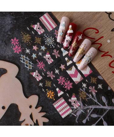 3D Christmas Nail Stickers 4 Sheets 5D Self-Adhesive Embossed Nail Decal Snowflake Nail Art Decoration Design Supplies for Kids Girls Holiday - Buy Online on GoSupps.com