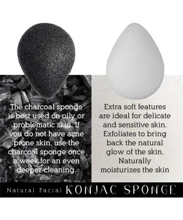 Pursonic Natural Konjac Bamboo Charcoal Facial Sponge - Gentle Cleansing & Exfoliation | Clogged Pores | 100% Bio-Degradable & Vegan | 2-Pack - Buy Online on GoSupps.com