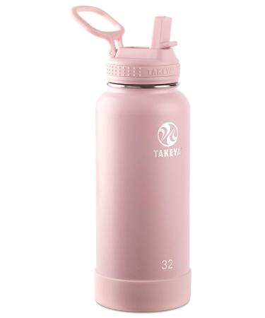 Takeya Actives Insulated Stainless Steel Water Bottle with Straw Lid, 32 Ounce, Blush Blush 1 Count (Pack of 1)