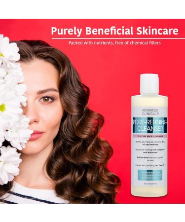Advanced Clinicals Tea Tree Face Wash 8.2 oz - Pore Refining Gel Cleanser & Makeup Remover - Buy Online on GoSupps.com