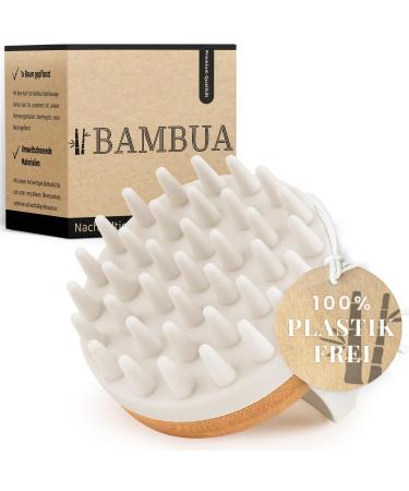Bambua scalp massage brush - (anti -scales effect) head massage brush - to the head massage when showering - Premium scalp massager - including e -book "healthy scalp" (white)