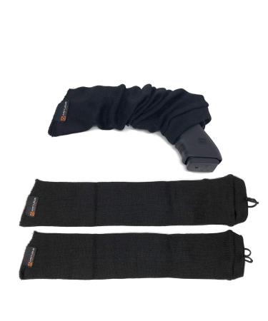 Arcturus Silicone-Treated Handgun Socks - Wide, Flexible Design (3" x 16") Easily Fits Your Pistol or Revolver. Black 2-Pack