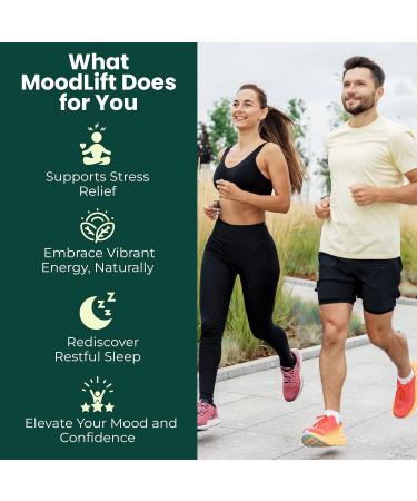 MoodLift Natural Mood Support Supplement - Dopamine & Adaptogen Blend with Mucuna Pruriens Shatavari Rhodiola Rosea & Matcha - Promotes Emotional Balance Focus & Stress Relief - 60 Capsules - Buy Online on GoSupps.com
