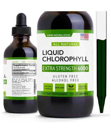 All Natural Liquid Chlorophyll Drops for Water - Premium Chlorophyll Liquid Drops for Water Used As Internal Deodorant, Natural Energy Booster & Immune Support Supplement 1oz by Super Natural Goods 1 Fl Oz (Pack of 1)