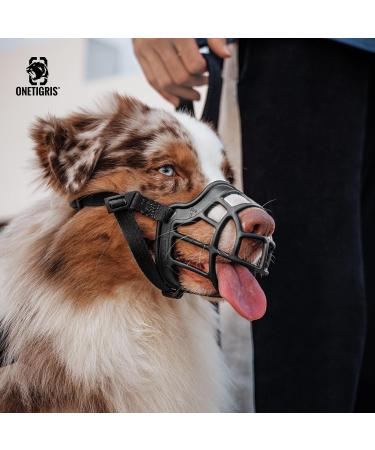 Oneigris Soft Dog Muzzle - Durable Rubber Adjustable for Medium & Large Dogs | Prevent Barks Biting & Chewing (XL) - Buy Online on GoSupps.com