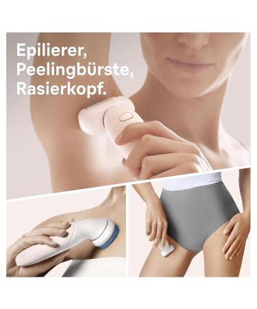 Buy Brown Silk- pil 9 Flex Epilator for Women | Hair Remover with Shaving Attachment & Deep Peeling Brush | Flexible Head Hair Removal 9010 - White/Gold - Buy Online on GoSupps.com