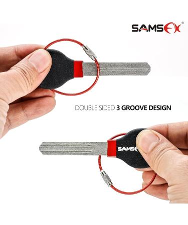 Samsfx Double Grain Fishing Hooks - Diamond Fishing Hook with Grinding Tool for Anglers (2 Pcs Key Shape Black & Red Handle) - Premium Quality for International Shipping - Buy Online on GoSupps.com