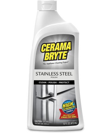 Cerama Bryte Protective Stainless Steel Cleaning Polish with Mineral Oil - 16oz (1 Count) | Stainless Steel Cleaner for Shiny Finish - Buy Online on GoSupps.com