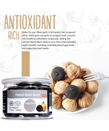 APEXY Whole Black Garlic 7.02 Oz Jar - 90 Days Fermented & Naturally Aged - Peeled Cloves - Gourmet Superfood - Halal Certified - Buy Online on GoSupps.com