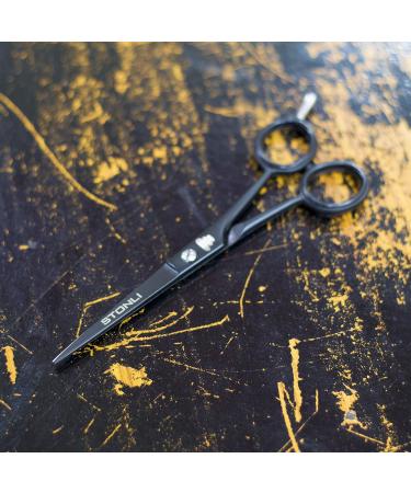 Stonli 6 Inch Hairdressing Scissors - Stainless Steel Barber Scissors for Hair Cutting | Sharp Edge Hair Scissors with Pouch for Salon or Home Use - Men and Women (Black) - Buy Online on GoSupps.com