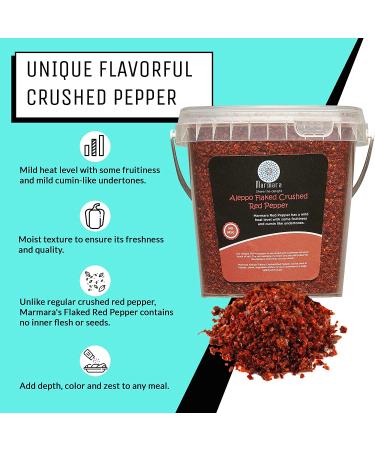 Marmara Foods Aleppo Flaked Red Pepper 8oz - Bulk All Natural Chili Flakes | Mild Heat Spice for Any Dish | No Preservatives & MSG-Free - Buy Online on GoSupps.com