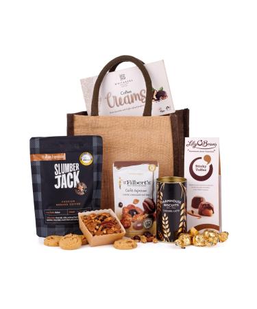 Thornton & France Coffee Hamper Gift For Him | Italian Espresso Coffee Gift Set Plus Sweet & Savoury Treats | Packed In A Reusable Hessian Gift Bag