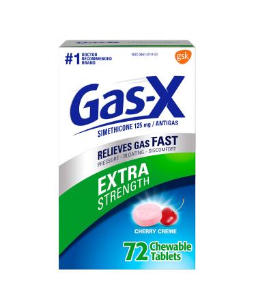 Gas-X Extra Strength Chewable Gas Relief Tablets with Simethicone 125 mg Cherry - 72 Count