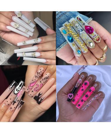 3XL Super Long Square Acrylic Nail Tips - 240 Pcs Straight Half Cover Fake Nails with Case - Buy Online on GoSupps.com