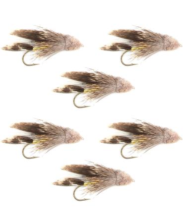 The Fly Fishing Place Muddler Minnow Fly Fishing Classic Bass and Trout Snakes Set of 6 Fly Hooks Size 6