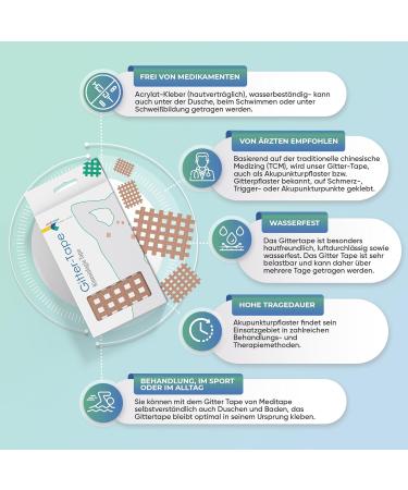 Medi-Tape Grid Tape Type C - 40 High-Quality Self-Adhesive Acupuncture Patches for Pain Relief & Scar Treatment - Versatile Beige Cross Tape - Ideal for International Shipping - Buy Online on GoSupps.com
