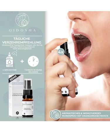 Qidosha Coenzyme Q10 Bio+ Mouth Spray | Vegan & Highly Bioavailable | Natural Orange Taste | 30 ml (1 Pack) - Buy Online on GoSupps.com