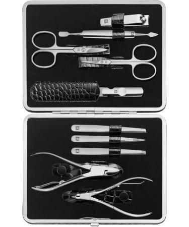 Twin manicure set pedicure kit nail care complete set cattle Kroko Edition 10-part black & manicure and pedicure set travel case set nail care leather 7-piece purple black 10-part bundle with manicure and pedicure set