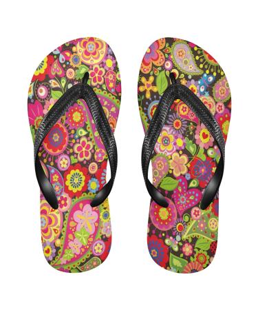 Mnsruu Spring Floral Paisley Print Flip Flops Home Hotel Spa Bedroom Travel L for Men Women
