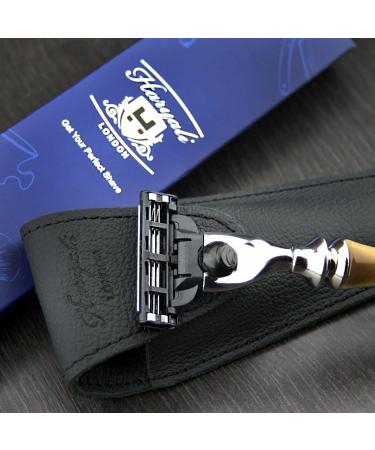 Men's Shaving Razor | Triple Edge Cartridge Compatible | Horn Replica Handle | Grooming Essentials & Gifts for Him - Buy Online on GoSupps.com
