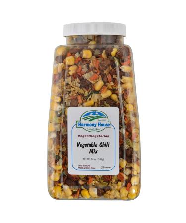 Harmony House Plain Vegetable Chili Mix  Gluten Free, Low Sodium, For Cooking, Camping, Emergency Supply & More (14 oz. Jar)