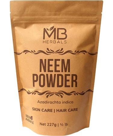 MB Herbals Pure Neem Powder 227g - Wild-Crafted Neem Leaf Powder for Skin, Hair & Detox - Buy Online on GoSupps.com