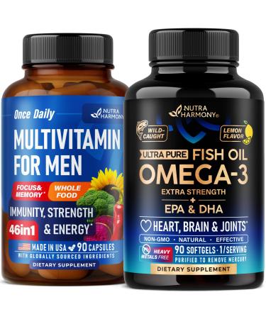 NUTRAHARMONY Multivitamins for Men Capsules & Omega 3 Fish Oil Softgels