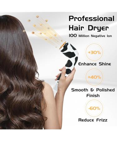 Professional Hair Dryer | 110 000 RPM Fast Drying | 100M Negative Ions for Smooth Hair | 4 Heat & 3 Speed Settings | Lightweight & Travel-Friendly Cow Blow - Buy Online on GoSupps.com