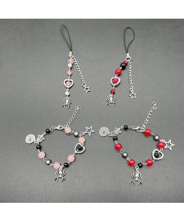 Southjieling Stylish Pearl Bracelet & Mobile Phone Key Band - Sparkling Star & Spider Tag Trendy Pearl Trailer & Chain Decorations - Buy Online on GoSupps.com