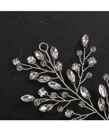 Chargances Bridal Crystal Statement Hair Vine Wedding Rhinestone Beaded Headband Dainty Silver Handmade Hair Accessories for Women and Girls Brides - Buy Online on GoSupps.com