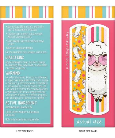Llama Kids Bandages 100 ct | Adhesive Antibacterial Bandages for Minor Cuts, Scrapes, Burns - Fun Easter Basket Stuffers for Kids - Buy Online on GoSupps.com