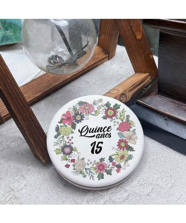 DAHODA Quincea era 15 Birthday Round PU Leather Pocket Mirror - Personalized Gift for Daughter, Sister, Niece, Girlfriend - Quincea era Gift - Buy Online on GoSupps.com