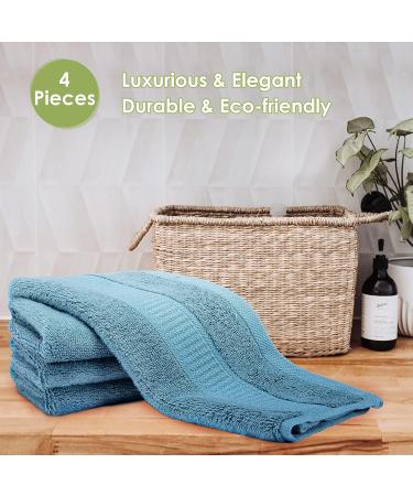 CANFOISON Bamboo Washcloths 4 Pack, Peacock Blue | Super Soft & Absorbent Bathroom Towels for Adult, Kids, Baby | 13x13 inches | 4PCS Washcloths - Buy Online on GoSupps.com