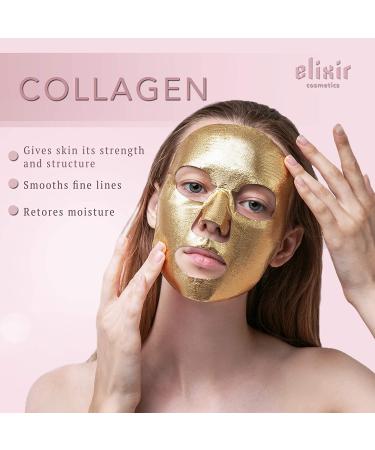 Collagen Sheet Mask Set - Korean Skincare for Sensitive Skin - 24K Gold Brightening Facial Mask - Reduce Fine Lines and Wrinkles - Bridesmaid Gift (6 Pack) - Buy Online on GoSupps.com