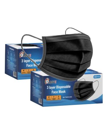 1ABOVE Disposable 3 Ply Dustproof Breathable Face Mask (100 Pcs Black) 100 Black