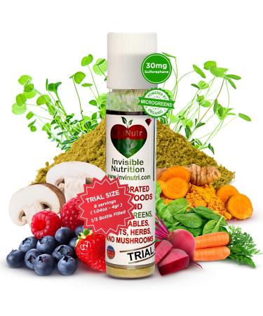 InviNutri Superfood Powder for Sensory & Picky Eaters. A TINY scoop- 40x Nutrient-Rich, 30mg Sulforaphane for Detox. Organic Microgreens, Fruits & Veggies - Blends Invisibly into Most Meals Trial Size