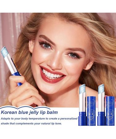 Temperature Change Lipstick Blue Jelly Lip Balm Jelly Blue Moisturizing Lipstick Long Lasting Lip Care Tool for Daily Life Parties Work Dates Night Out Temperature Change + Colorless C - Buy Online on GoSupps.com