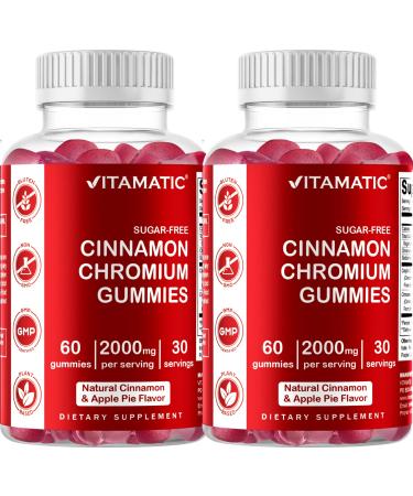 2 Pack - Vitamatic Sugar Free Chromium Gummies with Ceylon Cinnamon - 2000 mg per Serving - Non-GMO - Gluten Free - 60 Vegan Gummies - Buy Online on GoSupps.com