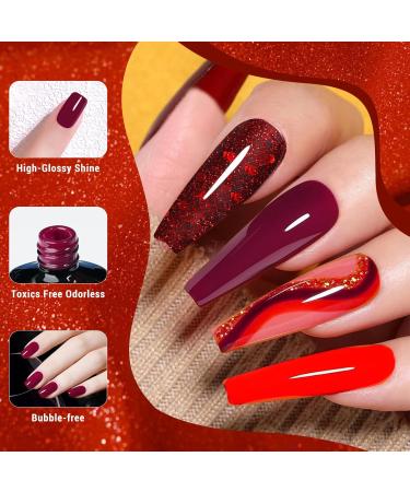 LKEE Nail Gel Polish- Red Nail Polishes Set 6 Colors Nail Polish Set UV Gel Polishes DIY Nail Salon Halloween Nail Art Design Gift 7 ml/0.25 oz - Buy Online on GoSupps.com